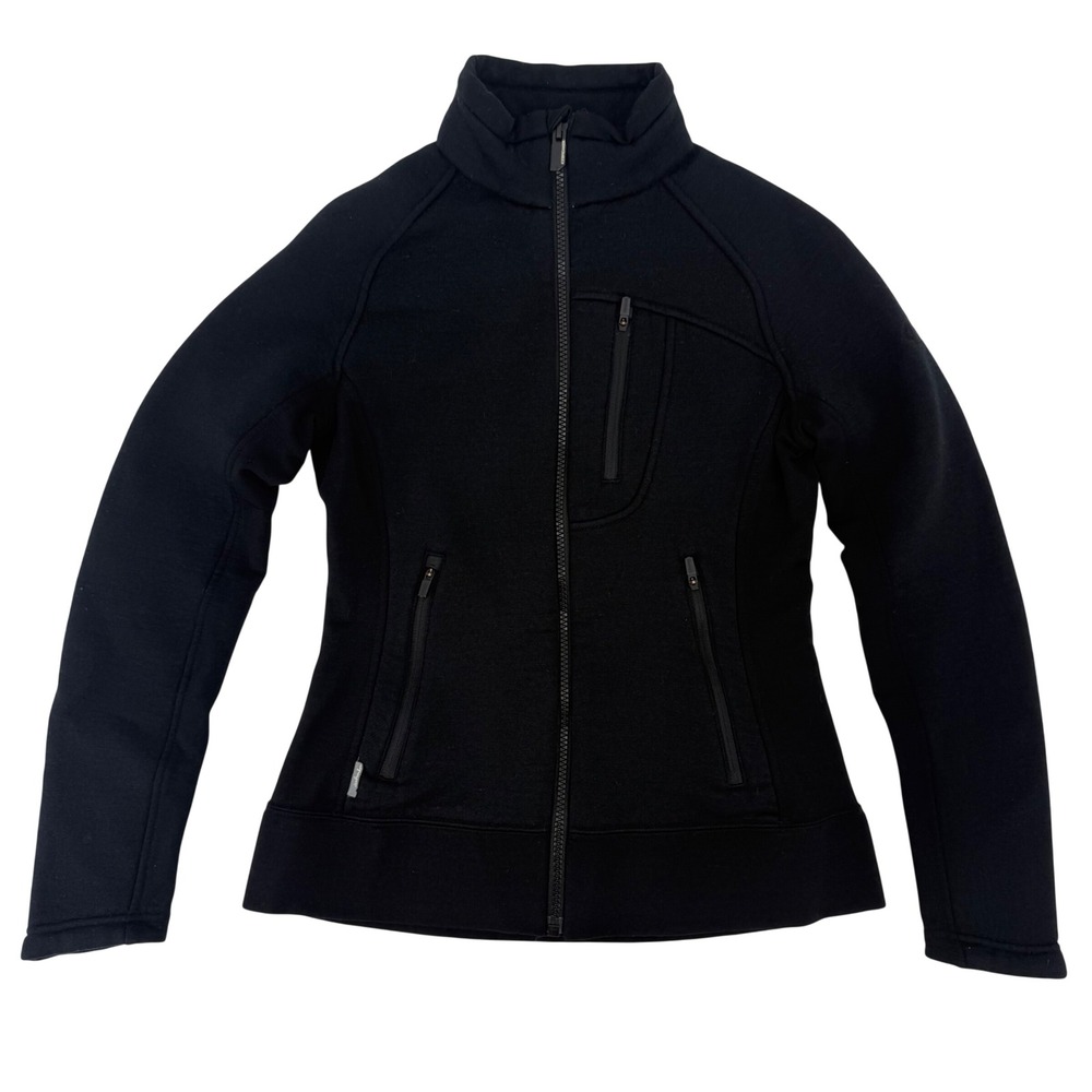 Icebreaker Merino Wool‎ Thick Full Zip Jacket Womens XS Black Mock Neck